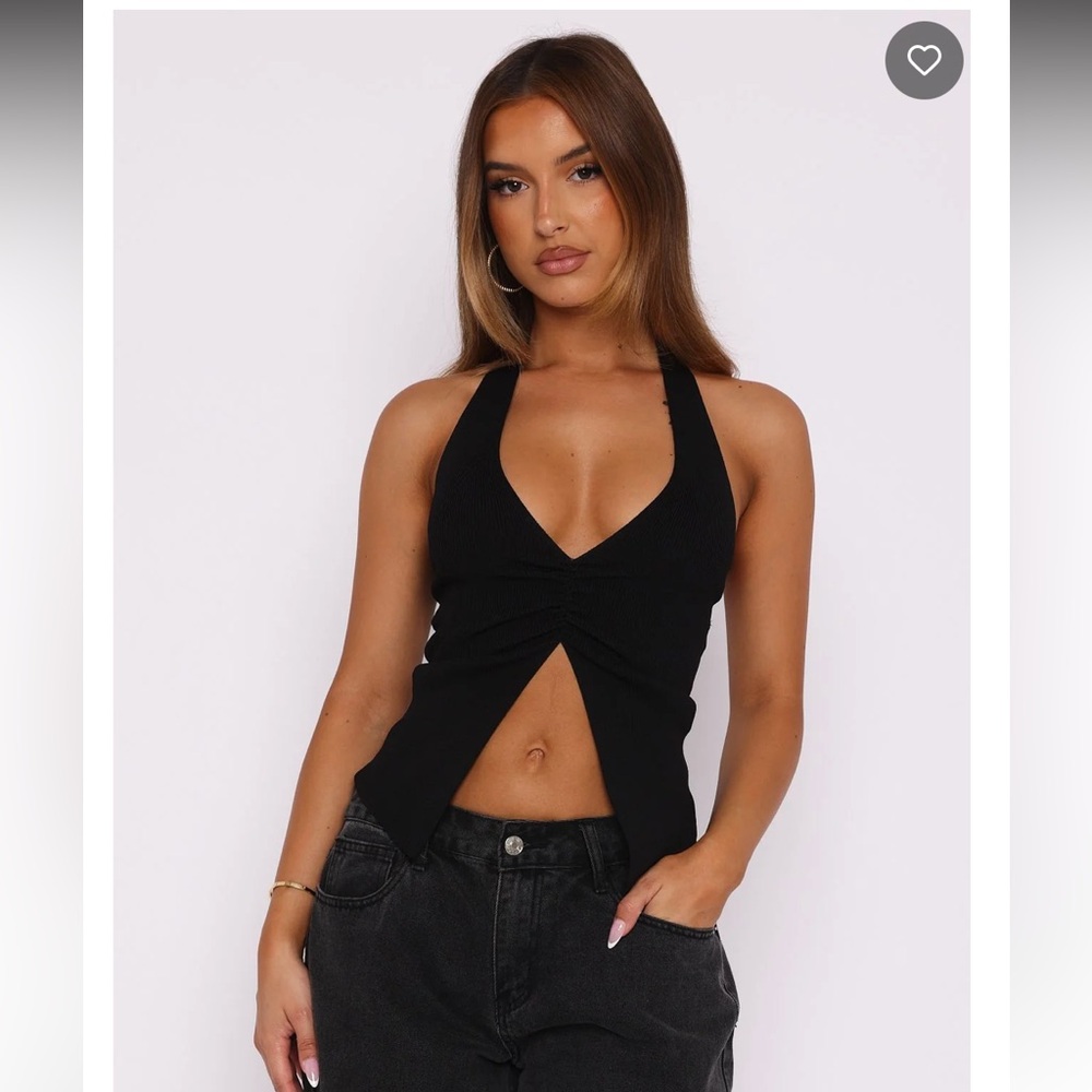 White Fox Boutique Black Halter Twist Front Crop Top